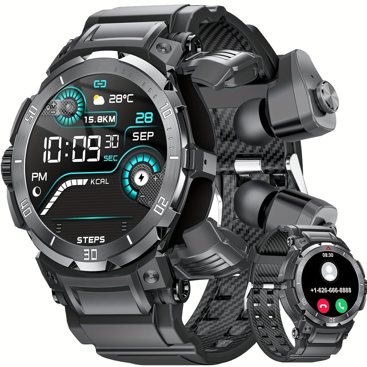 TEMU Outdoor Smart Watch Built-in Earphones Weather Fitness With 100 1.46 Inch Ips Touch Screen Alarm Reminder Remote Control Smart Watch For Iphone/ Phones