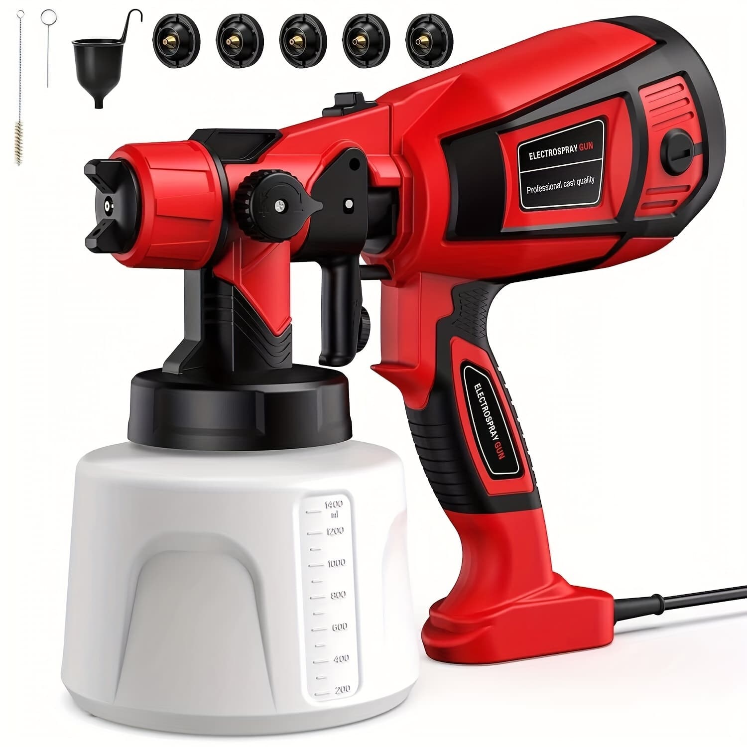 TEMU 1000w High High Pressure Paint Sprayer Portable 1400ml Hvlp Spray Paint Gun, Easy To Clean For Furniture Cabinets Fence Walls Door Garden Chairs Red, Ideal Gifts For Man