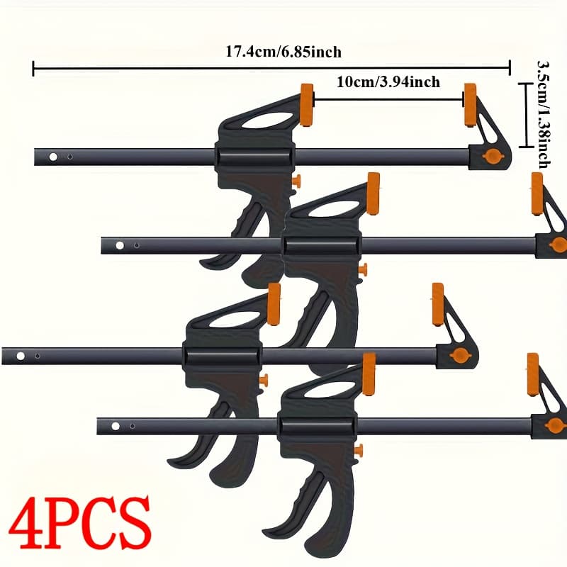 TEMU 4/8pcs Woodworking , Ratcheting Clamp With Double Orange Trigger Handle, Metal Construction, Suitable For Crafting And Wood Glue, Suitable For Projects And Wood Strip Work, Woodworking Clamps
