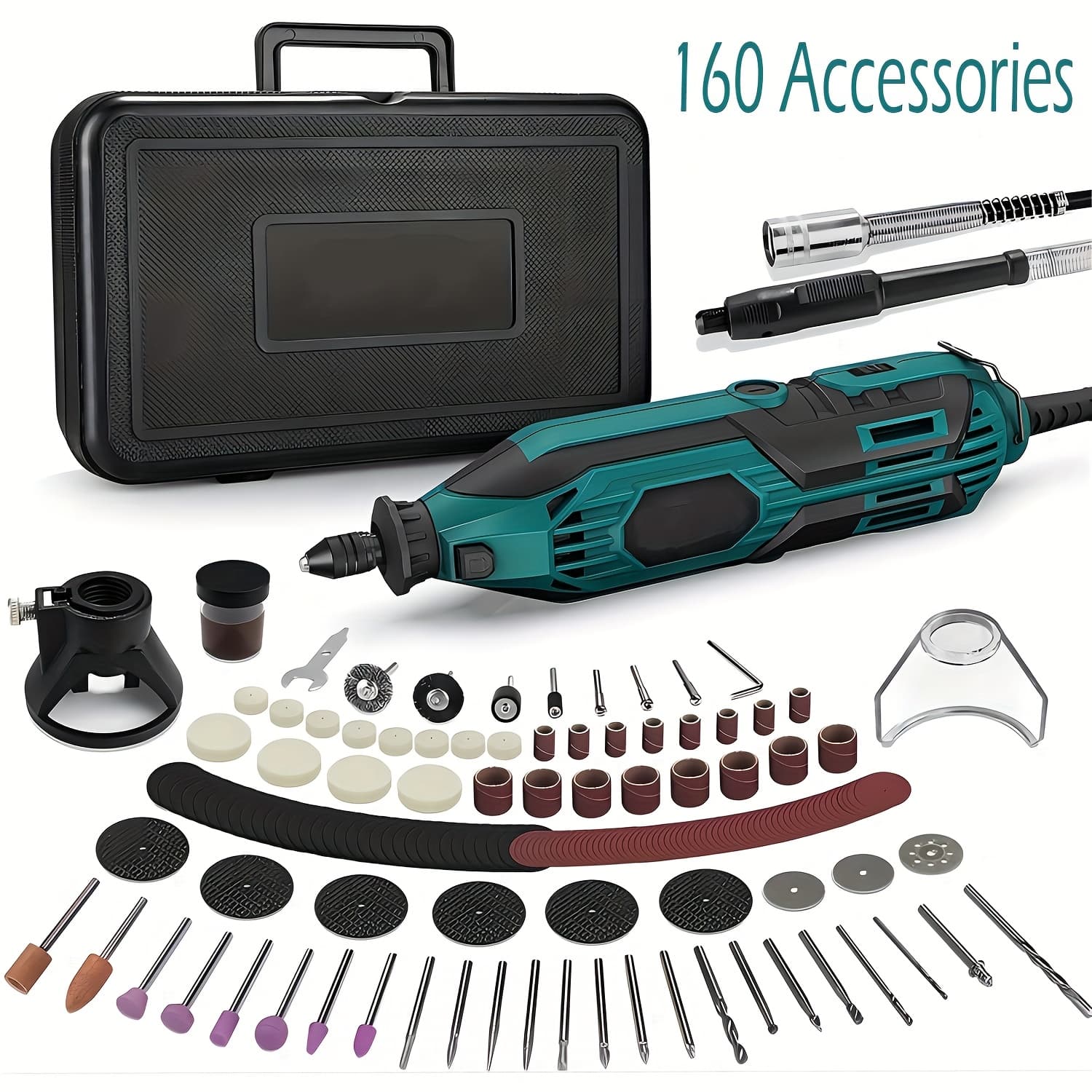 TEMU 180w Rotary Tool Kit With 160 Accessories - 6 Speed Electric Drill For Wood Carving, Metal Engraving & Diy Projects (35, 000 Rpm)