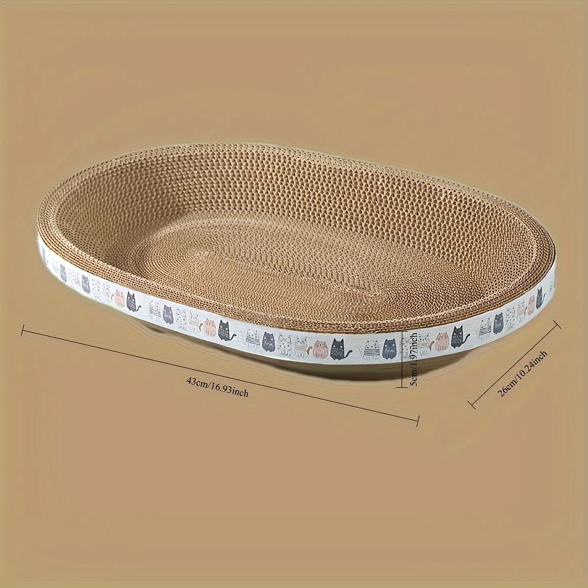 TEMU Deluxe Oval Cat Scratcher Lounge - Corrugated Cardboard Pad, Cozy Pet Bed For & Play