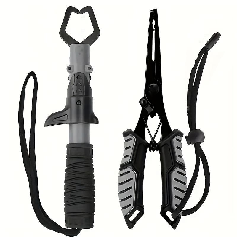 TEMU Gifts For Father-2pcs Stainless Steel Fishing Pliers With Tpr Handle, Spring-loaded Lock, Straight Nose With Hook, Line Cutter Essential Tool For Control And Outdoor Fishing
