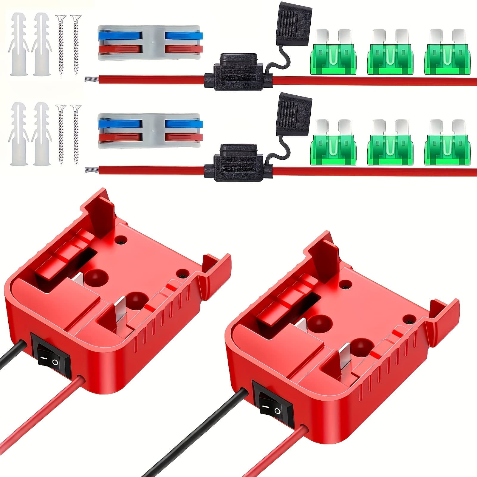 TEMU 2/3pcs Switch-type Adapter | Compatible With 18v Battery, Conversion Kit With Switch, Fuse & Wire Terminals, 12awg Wire For Courtyard Outdoor (batteries Not Included)