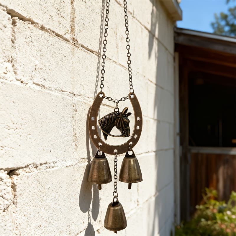 TEMU 1pc Vintage Horseshoe Wind Chime - Rustic Decoration With Wind Chime, Outdoor Garden And Home Hanging Decoration Wind Chime, Perfect For Valentine's Day, And Spring And Summer Decoration