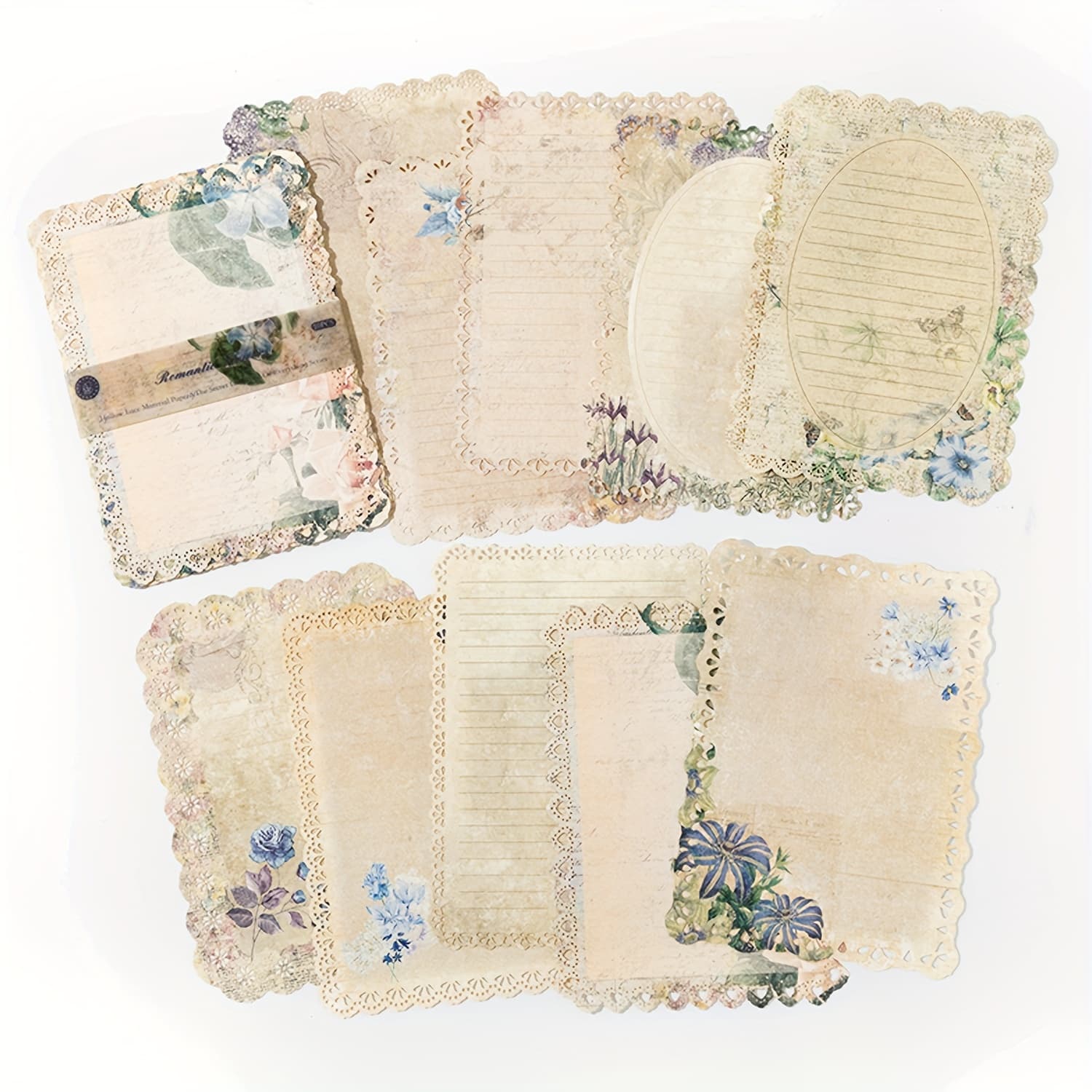 TEMU 1 Pack Of 10 Sheets Of Hollow Lace Border Plant Flower Decorative Handbook Material Paper