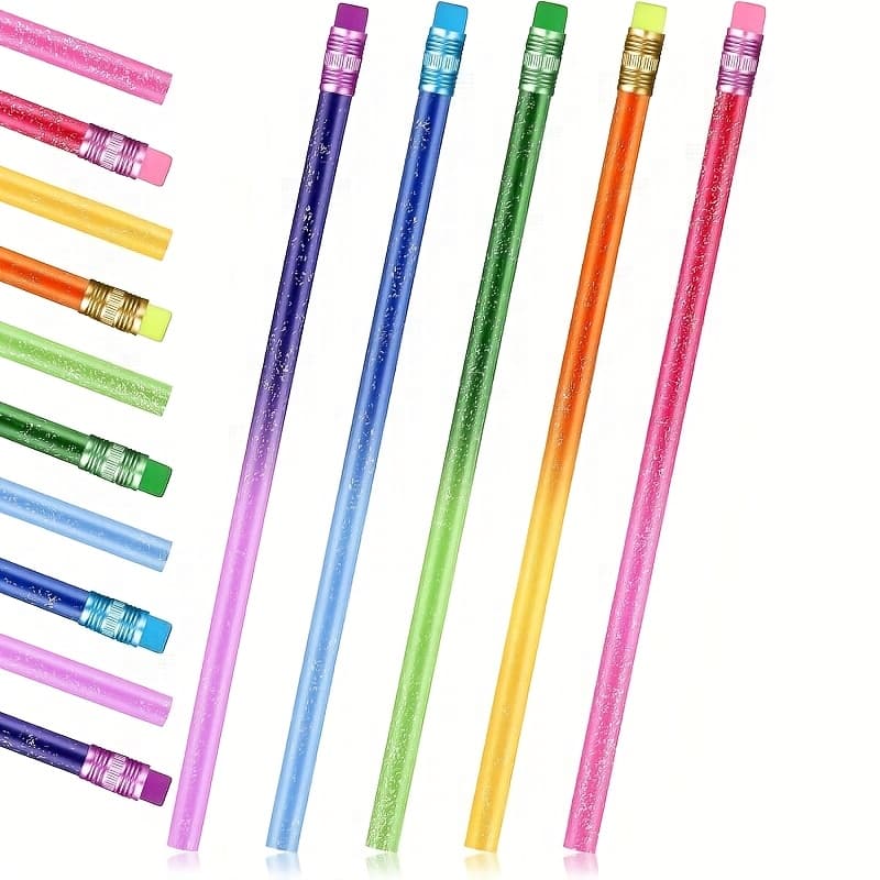 TEMU 60pcs Color Changing Mood Metallic Glitter Pencil With Eraser Wooden Heat Activated Color Changing Pencils Thermochromic For Prizes Birthday Gift Party Favors