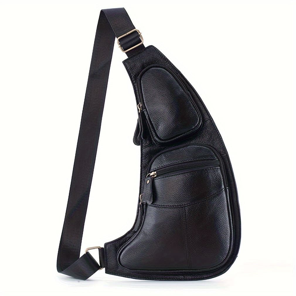 TEMU Vintage Genuine Leather Sling Bag Bags For Men Women Backpack Shoulder Messenger Crossbody Outdoor Travel Hiking Camping Tactical Chest Pack