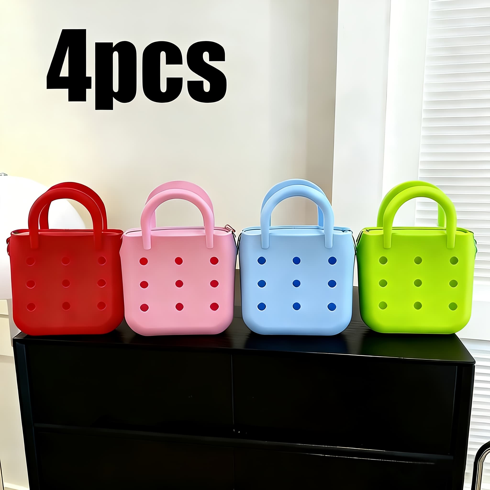 TEMU 4-pack Mini Beach Small Wallet Handbag Suitable For Beach Toys Vacation Water Play Commuting, Dating, Shopping, Travel, Daily Use, Office, Women's Small Square Bag