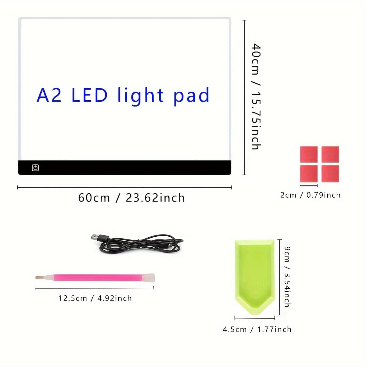TEMU Adjustable Led Light Pad For Diamond Painting - Usb Powered Large 60x40cm Size - Brightness Control For Easy Viewing And Accurate Painting