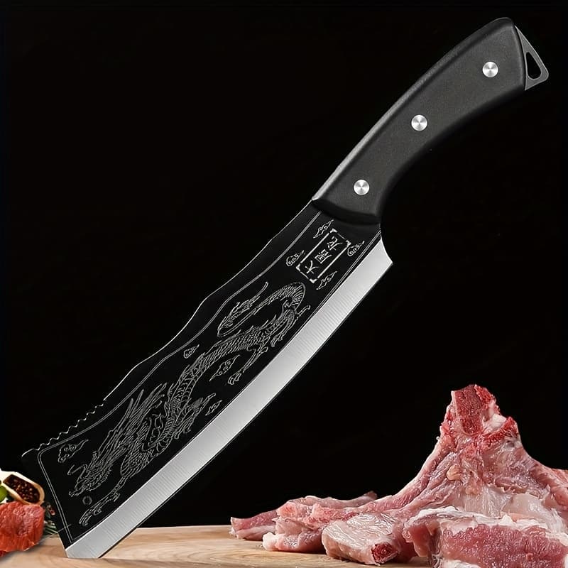 TEMU 1pc Dragon Pattern Bone - Professional Butcher Knife For Precise Cutting Of Beef, Lamb, And More, Sharp Kitchen Tool For Slicing, Ideal For Men And A Perfect Gift .