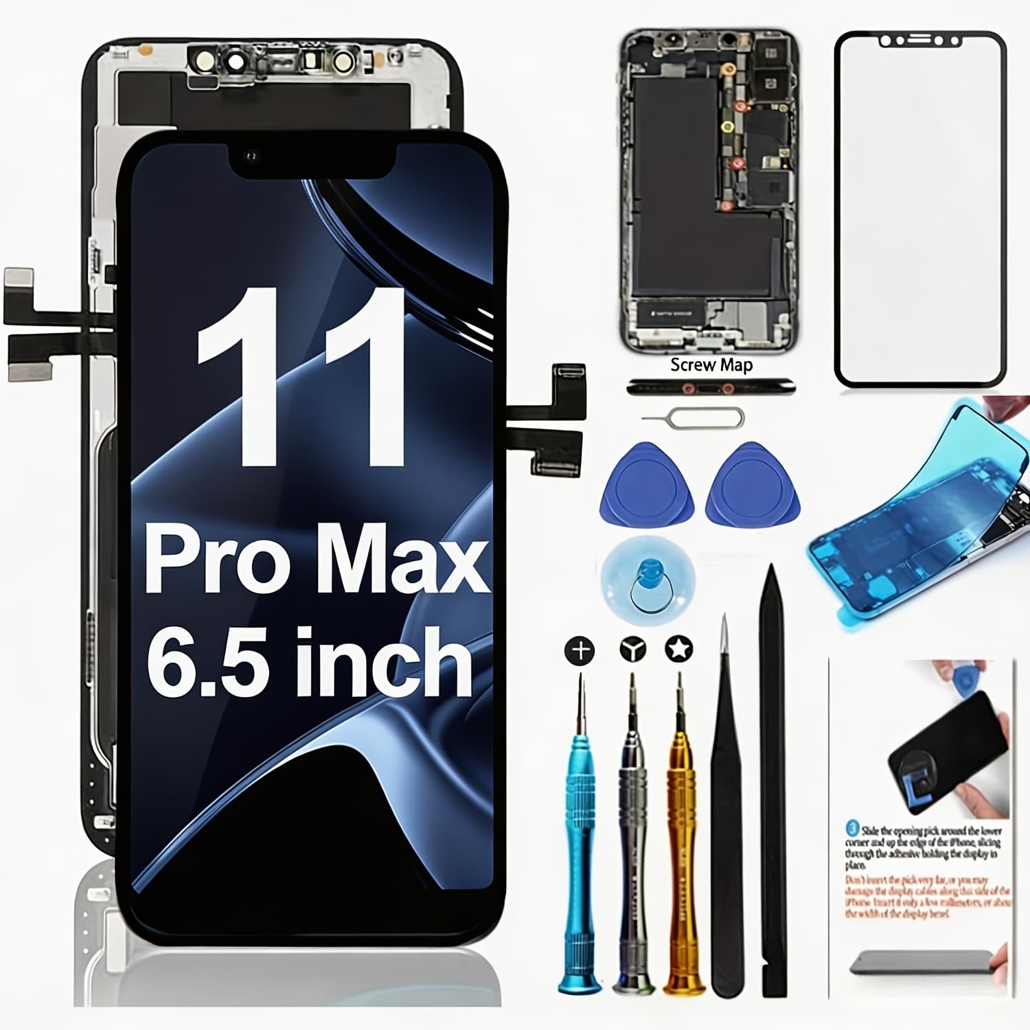 TEMU For Iphone 11 Pro Max Screen Replacement A2218 Lcd Screen Replacement A2161 Lcd Display A2220 Touch Digitizer Assembly Repair Parts Kits