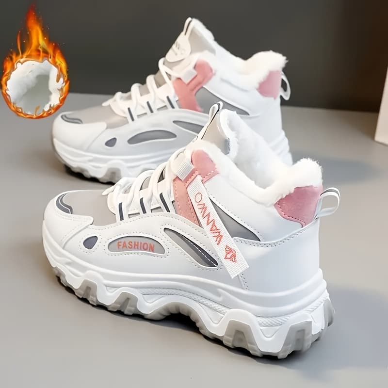 TEMU Women's Casual Sports Shoes, Color - Chunky - Soled Sneakers, Warm Plush - Lined Non - Slip Running Shoes, Women Shoes
