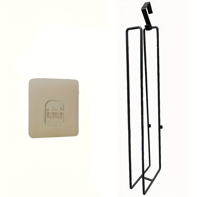 TEMU No Drilling Toilet Paper Holder, Iron Art Roll Holder, Sticks To Door, Kitchen Towel Rack (black)