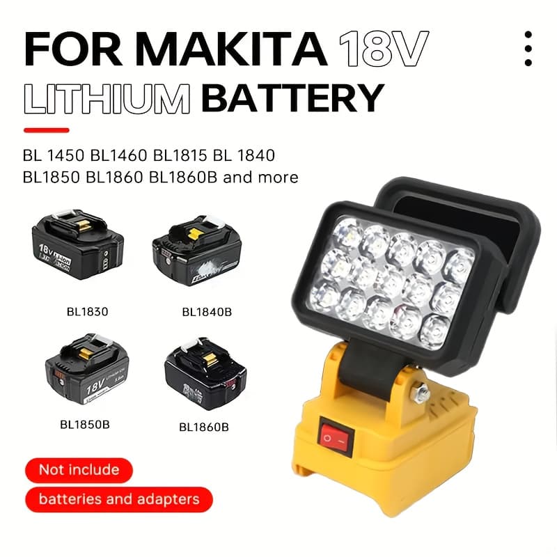 TEMU Led Light Compatible With Makita Battery, With 15 Leds, Portable Spotlight, Wireless Outdoor, Work, Fishing, Handheld Emergency Tool Light (no Battery Included).