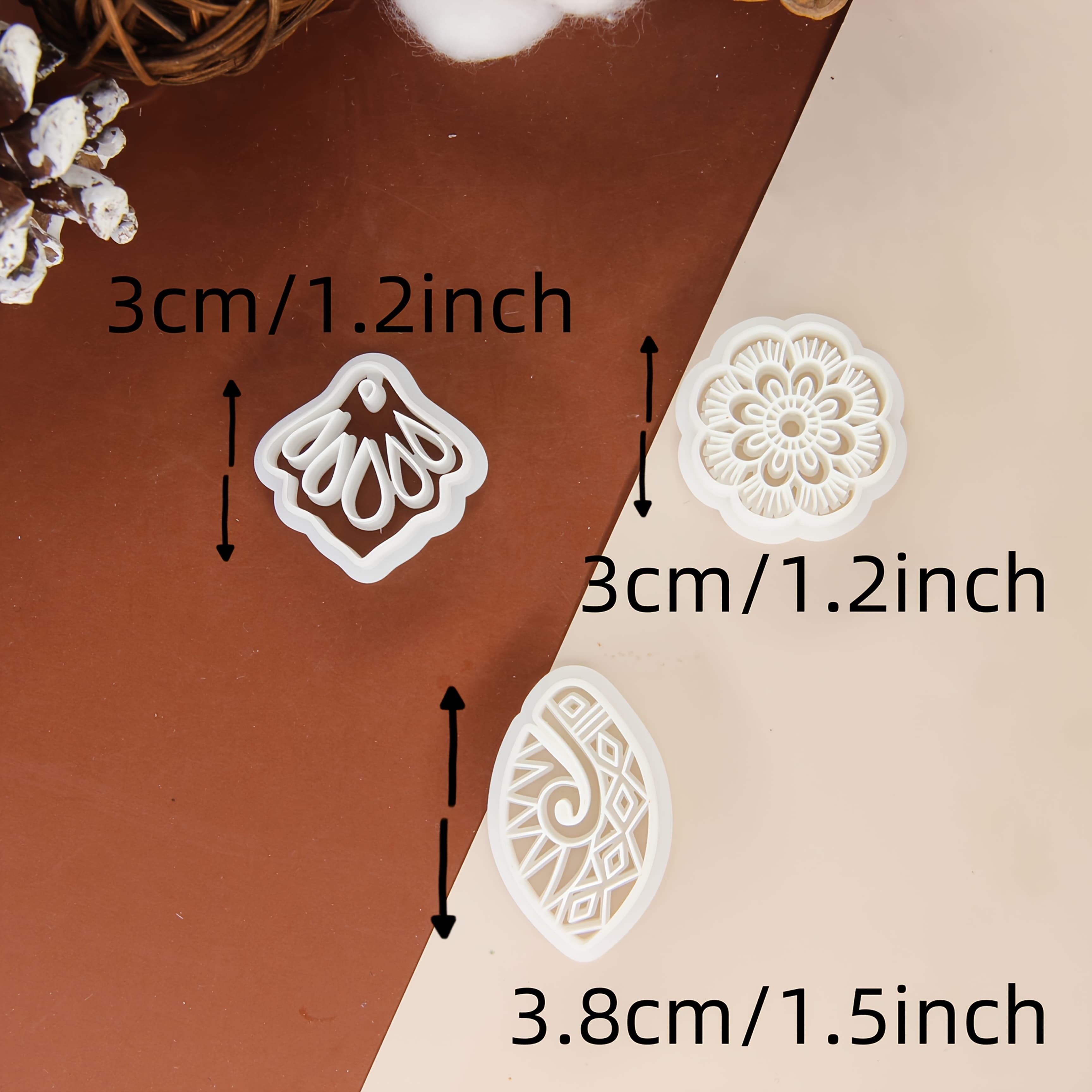TEMU 3pcs Flower Shape Polymer Clay Cutters, Oval Clay Cutters For Earrings Making, Printing Clay Earrings Cutters, Irregular Shapes Clay Cutters For Polymer Clay Jewelry, Jewelry Making Kit