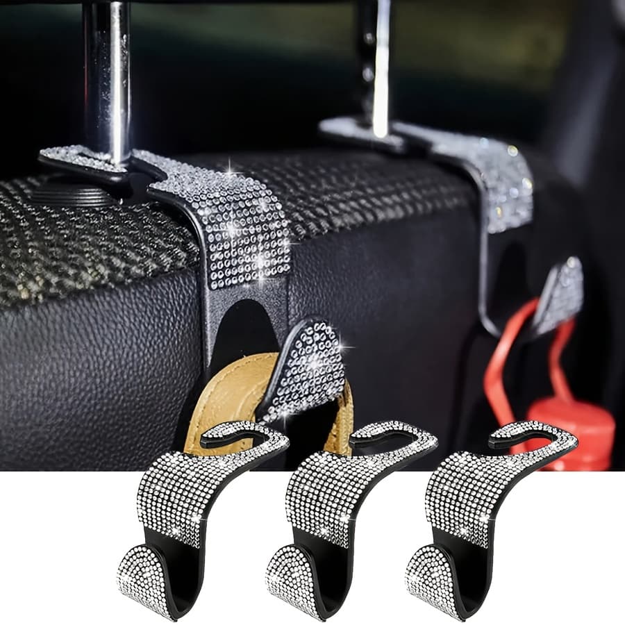 TEMU 3 Shiny Hooks, Durable Rear Seat Storage Hooks, Used For Hanging Wallets, Bags, Jackets - Storage Additions, Suitable For Suvs, Trucks, Sedans