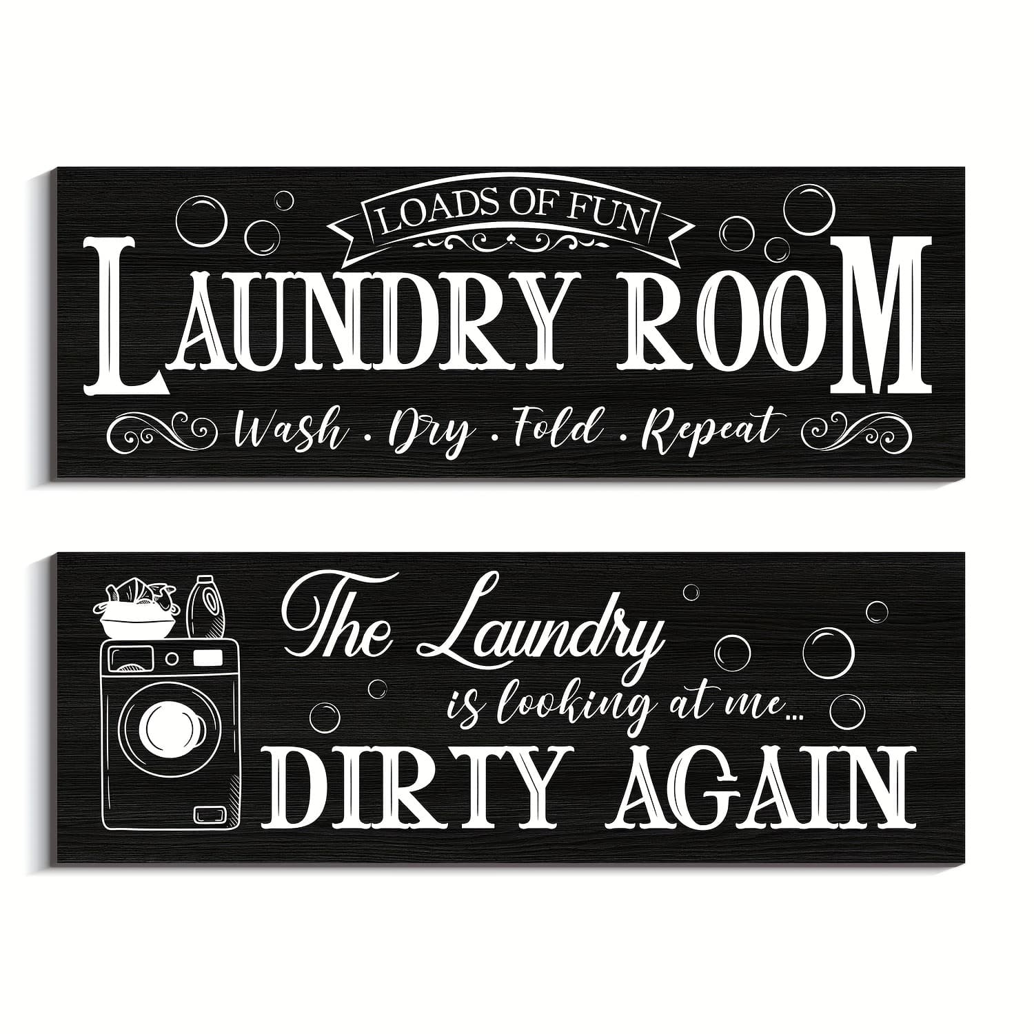 TEMU 2pcs Wooden Laundry Sign Wall Decor, Funny Laundry Room Rules Decoration, Country Sign Hanging Plate, Suitable For Laundry And Bathroom Wall Decoration