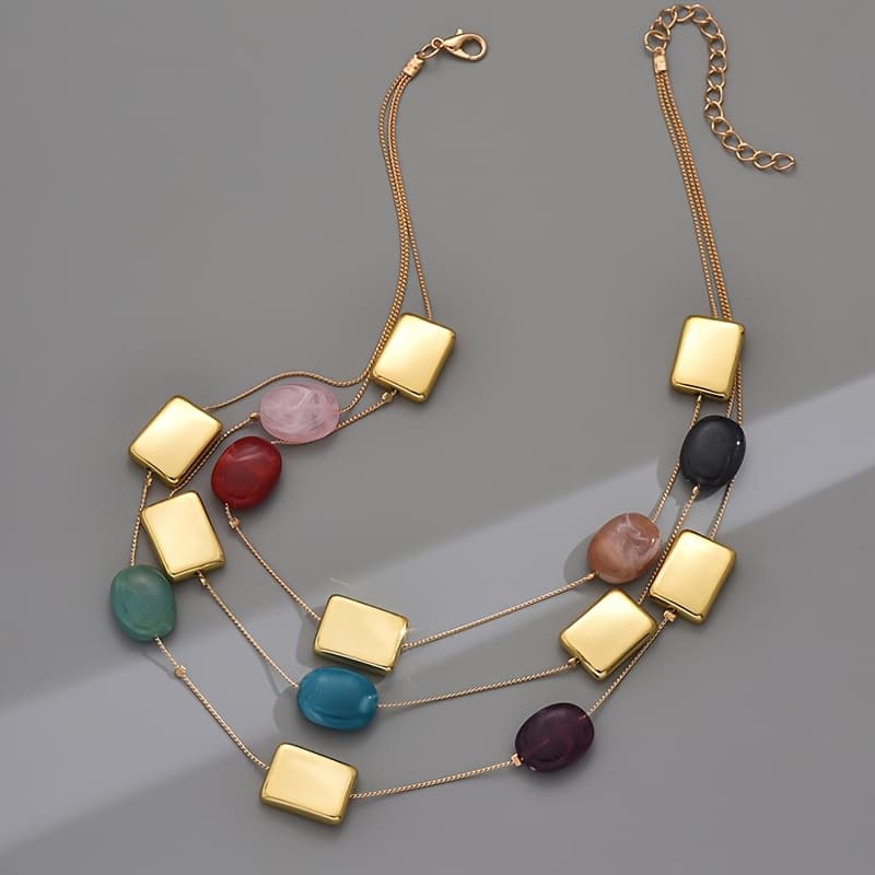 TEMU Simple Square Resin Necklace For Women, Resin Color