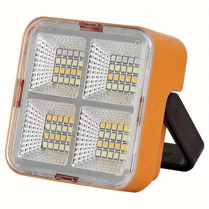 TEMU Solar & Usb Rechargeable Led Flashlight With Magnetic Base - Portable Floodlight Suitable For Camping, Emergencies, Power Outages, Usb- For Backup Light, Plastic For /outdoor Use
