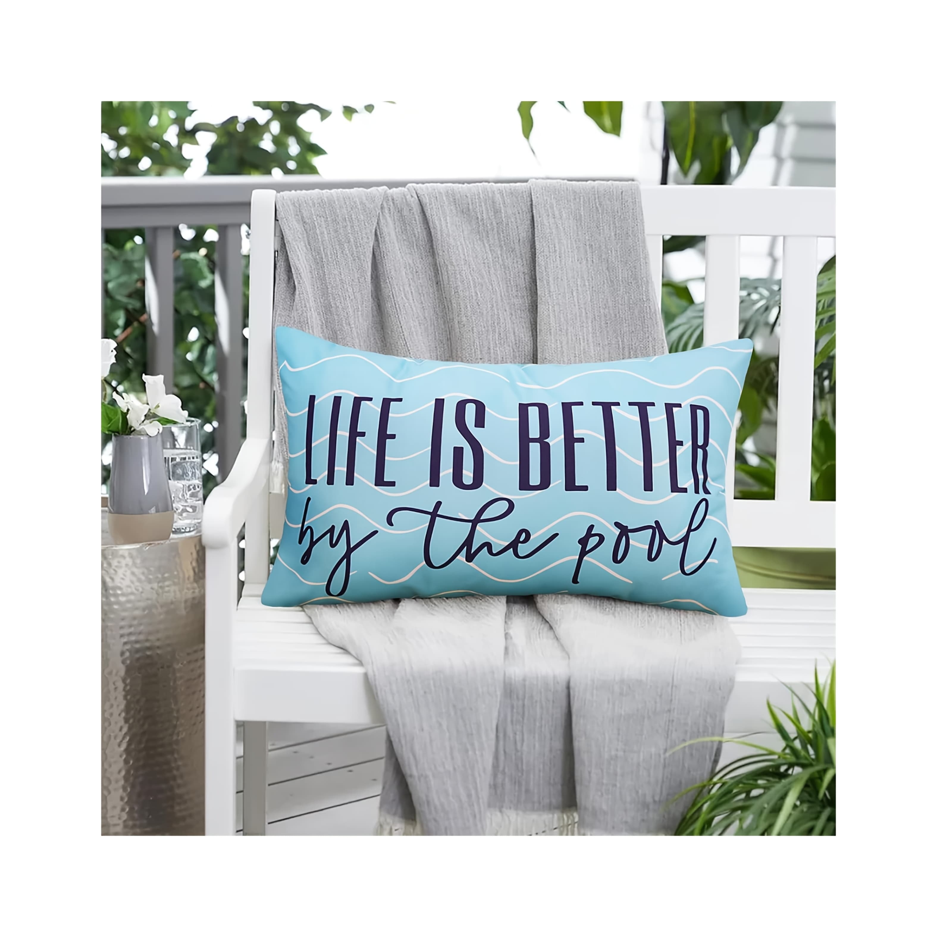TEMU 1pc Throw Pillow Covers 12x20 Decorative Porch Lumbar Pillows Cover For Patio Furniture Garden, By The Pool