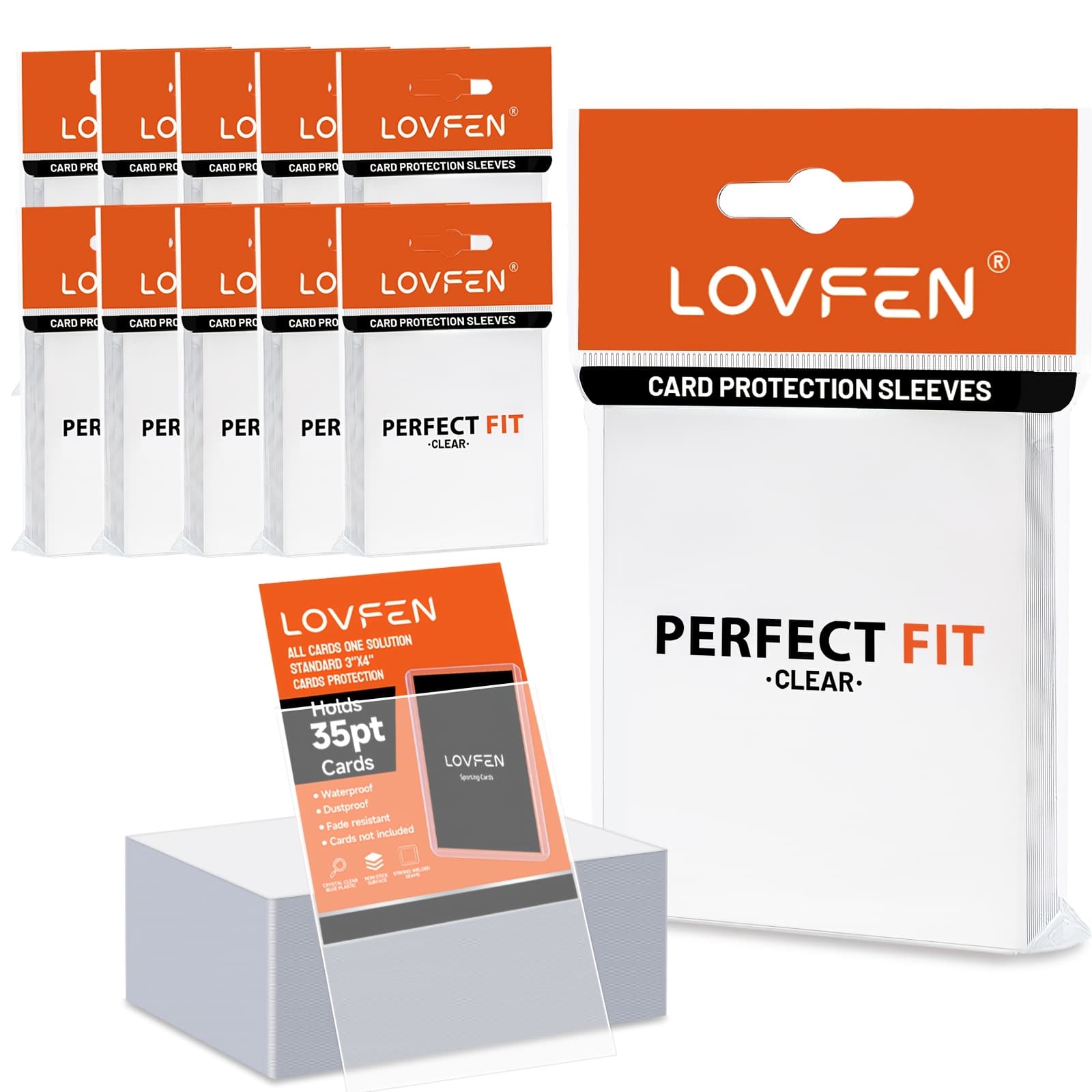 TEMU Lovfen 1200 Ctcard Sleeves, 35pt Protectors For Trading Cards With 1ct Hard Card Holder, Clear Topload Card Cover For Football, Baseball, Sports, Mtg, Tcg Game, Photo Card Collectible Storage