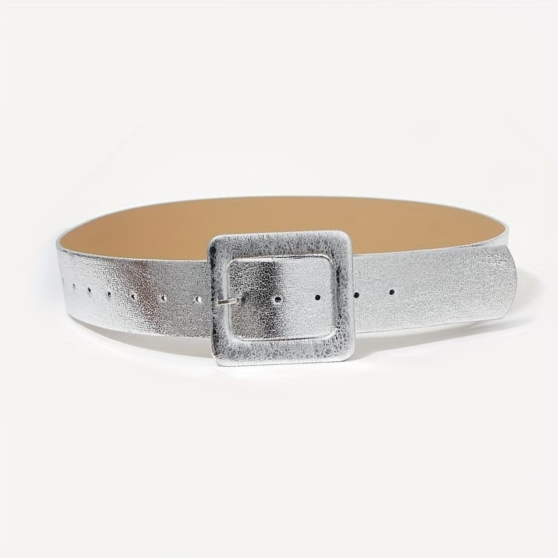 TEMU Elegant Silvery Belt With Wide Design, Perfect For Plus-size Women. It Adds A Touch Of To Any Dress Or Top, Accentuating The Waistline.