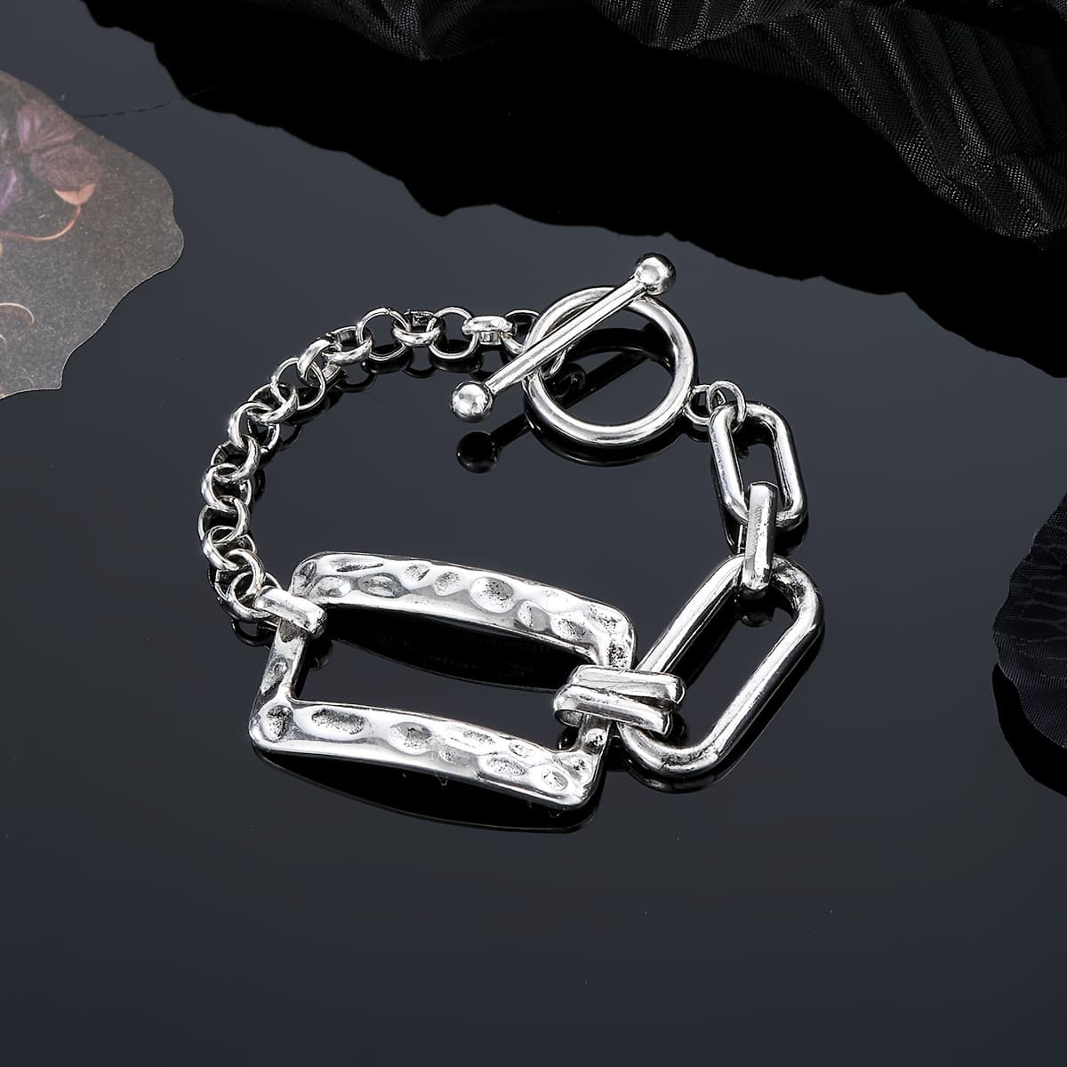 TEMU Ot Hollow Rectangular Fashion Single Chain Bracelet