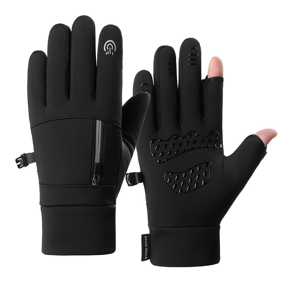 TEMU 1 Pair Winter Screen Gloves Men's Outdoor Windproof Gloves Running Fishing Cycling Skiing Gloves Unisex Cold-proof Gloves