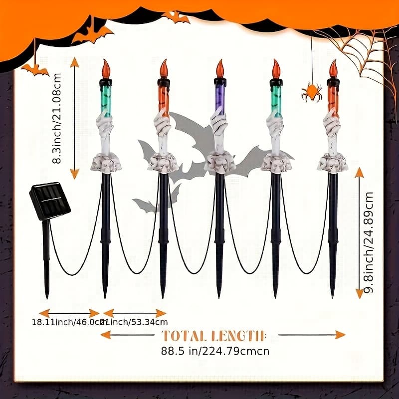 TEMU [outdoor Decoration] 5 In 1 Hand Candle Lights With Stake, Solar Powered, Suitable For Decorating Indoor And Outdoor, , Houses, Trail Trims, Lawns And Patio Gardens, Etc., Holiday Gifts