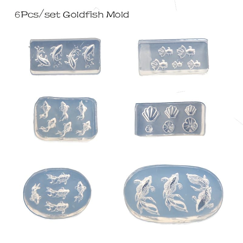 TEMU 6pcs Mini Goldfish Epoxy Resin Mold Set, Three-dimensional Fish Shapes For Diy Crafts And Jewelry Making