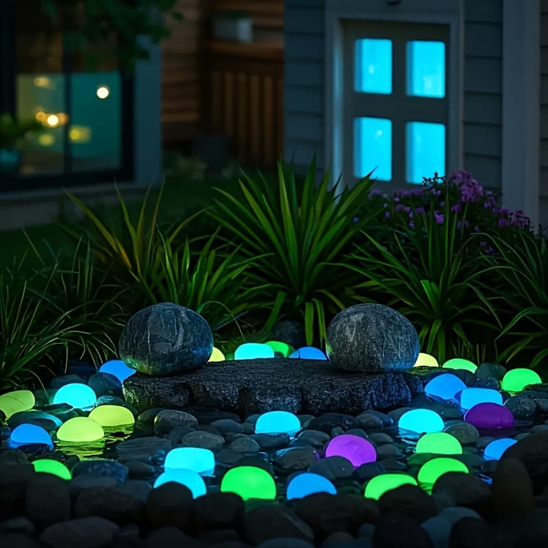 TEMU 32pcs Of Super Large Luminous Pebbles Garden Landscape Decorative Fish Tank Starry Night , Suitable For Home And Outdoor Decoration