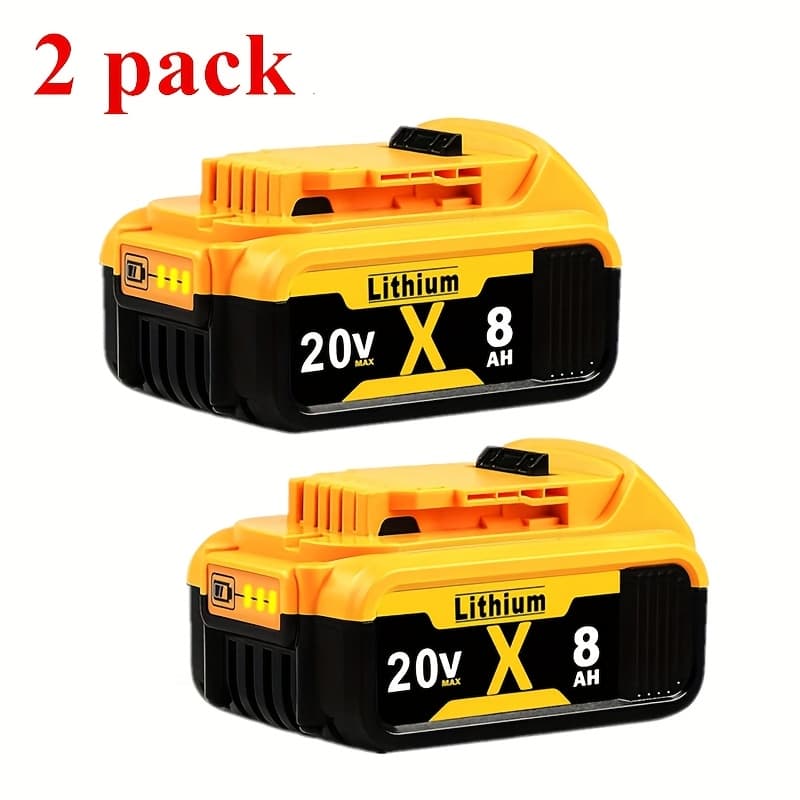 TEMU 1/2 Pack 20v 8.0ah Lithium Compatible With Dcb200 Dcb209 Tools With Led Indicator