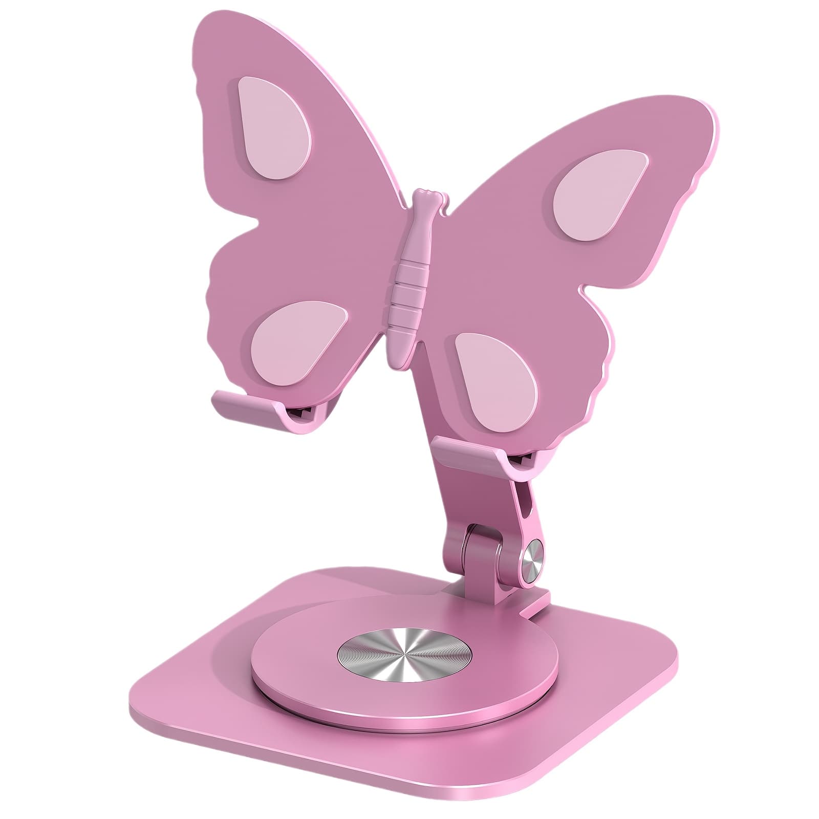TEMU Elegant 360 ° Adjustable Shaped Aluminum Alloy Phone Stand - Durable Foldable Desktop Stand - Suitable For Phones And Tablets, Non And Battery Free