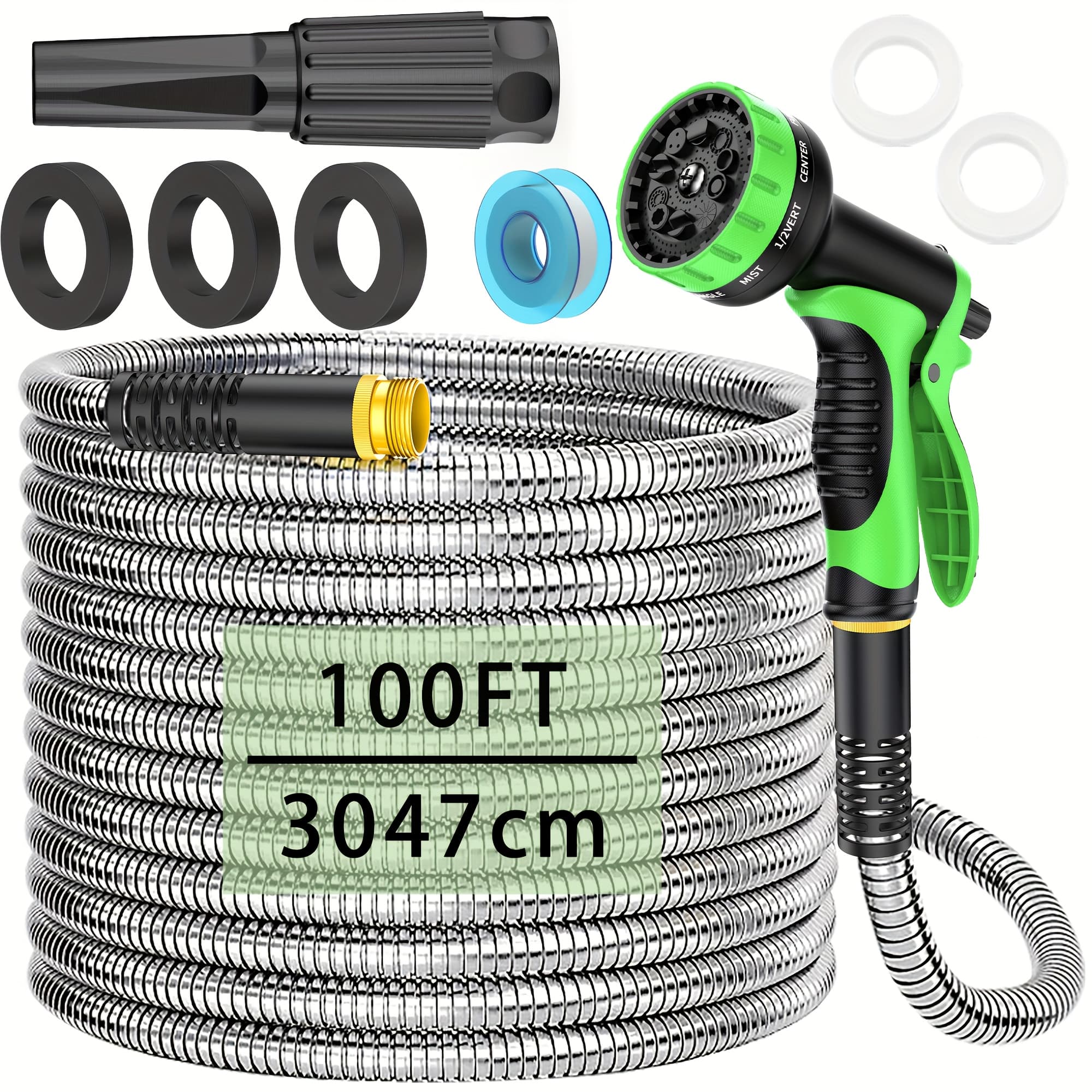 TEMU A 100ft/50ft/25ft Retractable And Flexible Hose Featuring A Multifunctional Nozzle, Ideal For Washing Cars, Watering Plants, And Maintaining Lawns. Resistant To , Punctures, And Freezing