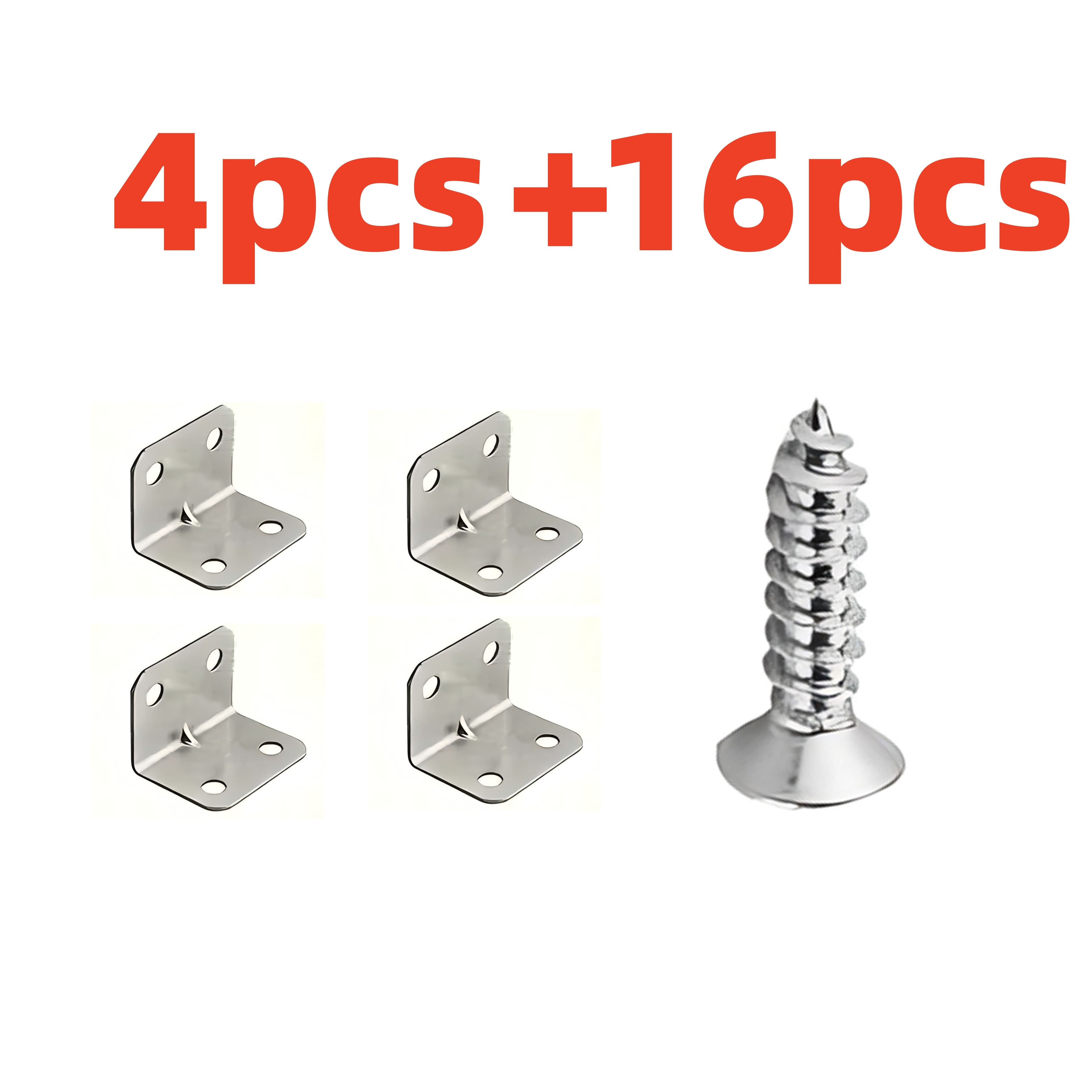 TEMU 60/40/20pcs With Screws 4 Holes L-shape Stainless Steel Bracket, Suitable For Stools, Tables, Beds, Closets, Cabinets Wooden Furniture Support, Better Reinforced Wide Angle Fixed Bracket