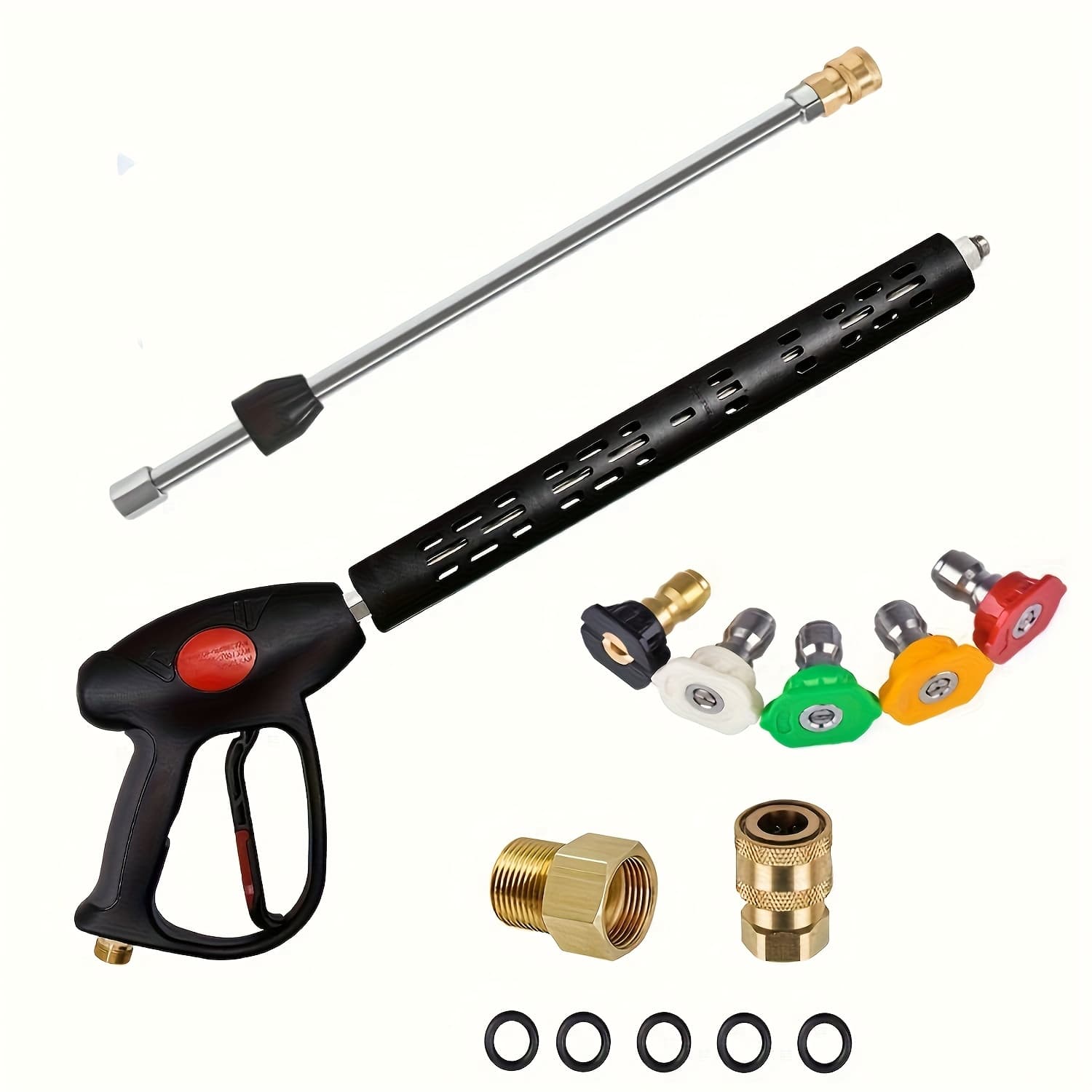 TEMU 3-in-1 High-pressure Cleaning Gun With Extension Wand Replacement, 4000 Psi, High- Gun, 41-inch Adjustable Length, M22-14mm Or M22-15mm, Includes 5 Nozzle Attachments