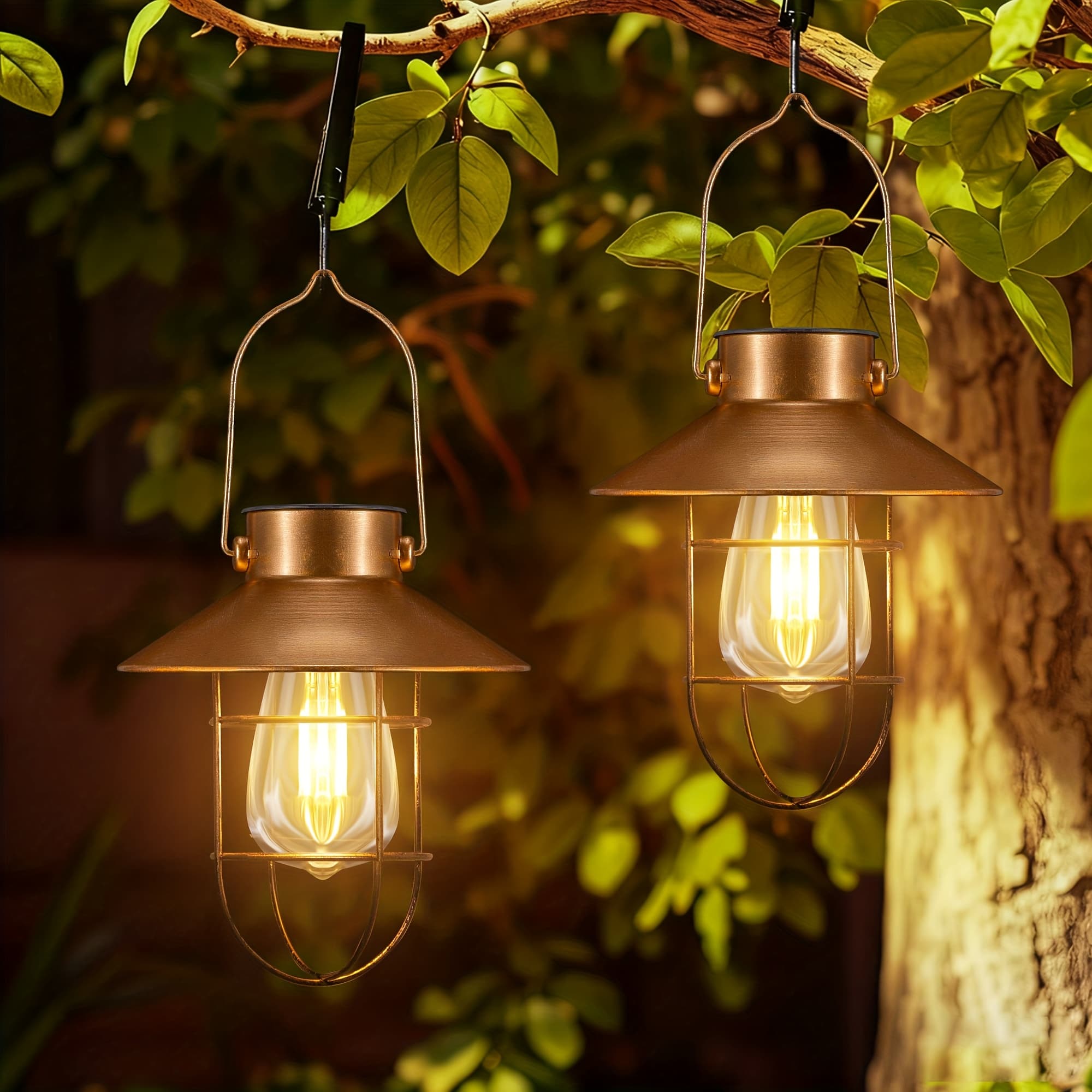 TEMU 2pcs Solar Outdoor Lights, Hanging Lantern, Solar Lights With Wall Mount Kit For Garden Patio Porch Fence Decor