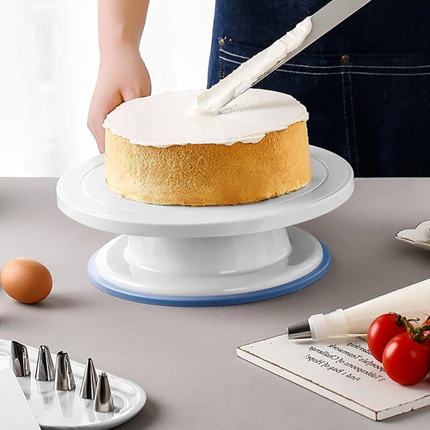 TEMU 11-inch Rotating Cake Stand, Ideal For Decorating With A Non-slip Base, Smooth Spinning Feature For Baking, Icing, Frosting, And Showcasing, Sturdy Cake Decorating Platform