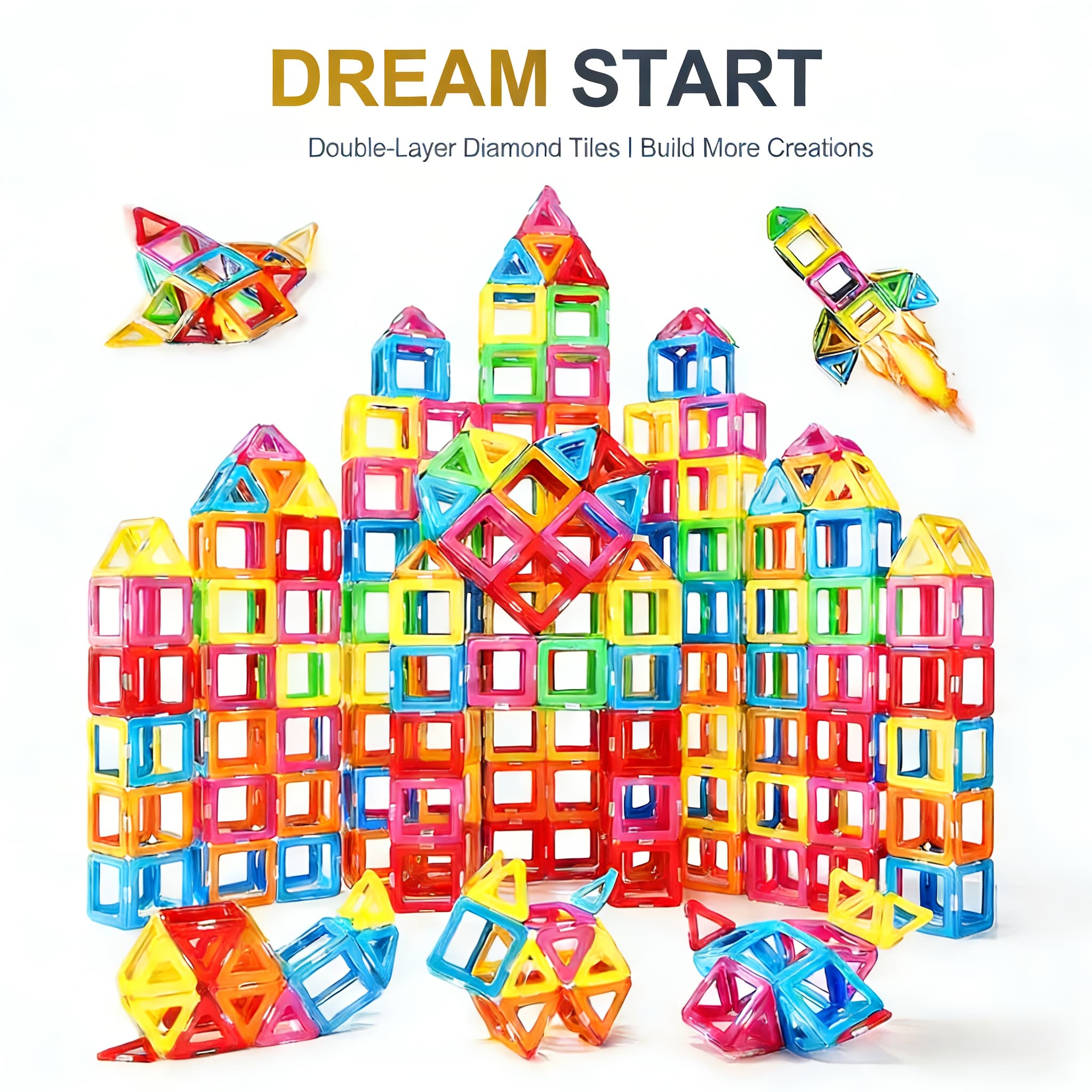 TEMU 70pcs Magnetic Building Blocks Set, Stem Educational Toys, Creative 3d Castle & Animal Models, Diy Stacking Blocks For Kids, Boost Imagination & Skills, Ideal Gift For Boys Girls