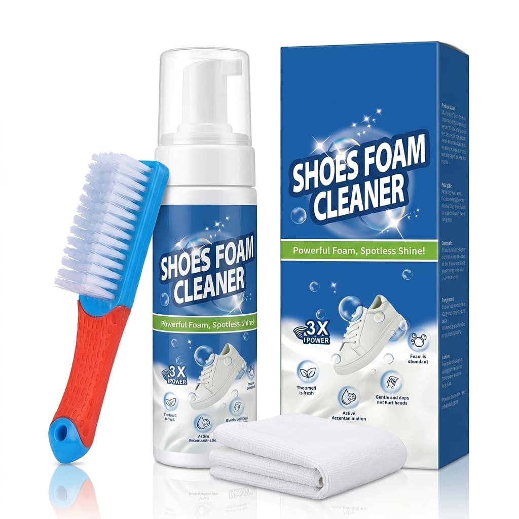 TEMU Set - Comes With A Brush, A Cloth, And A 6.76 Fl Oz Cleaning Solution Designed For Quick Stain And Brightening. Formula Is For Mesh Fabrics, White Shoes, And Synthetic Materials