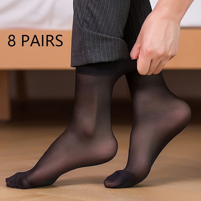 TEMU 8 Pairs Of Men's Ice Stockings, Summer Wear-resistant And Odor Resistant Steel Stockings, Breathable Mid Tube Business Men's Socks