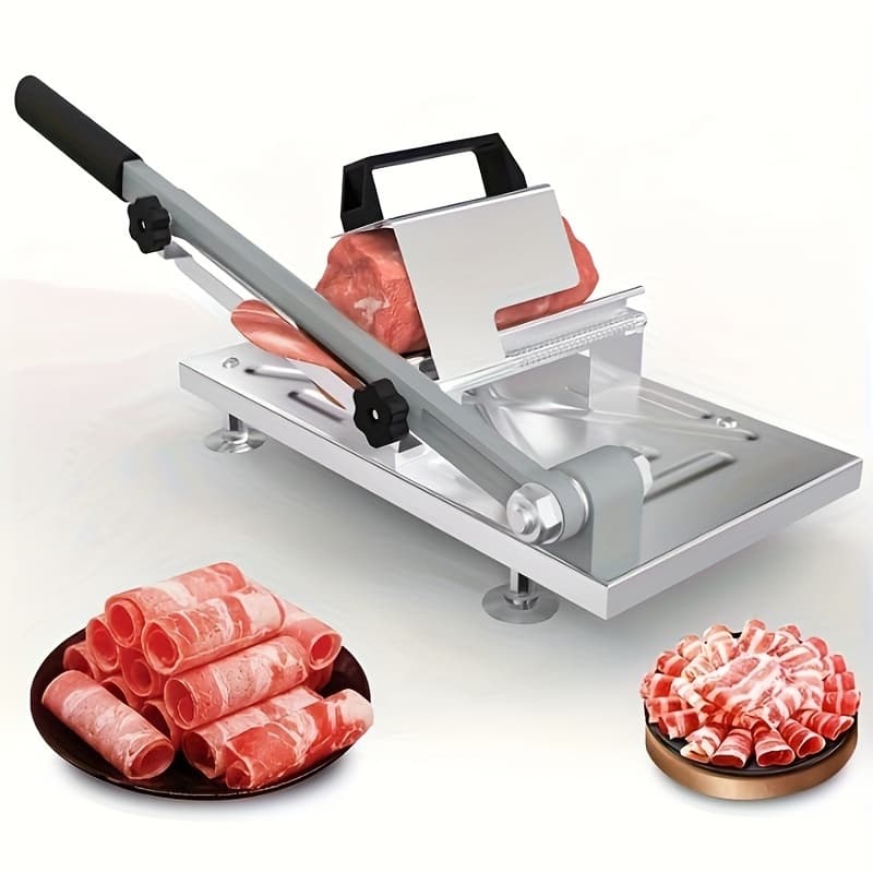 TEMU Manual Meat Slicer Upgraded Meat Cutter For Beef Roll Food Detachable Stainless Steel Blade, Adjustable Thickness Slicer, Suitable For Meat, Bread