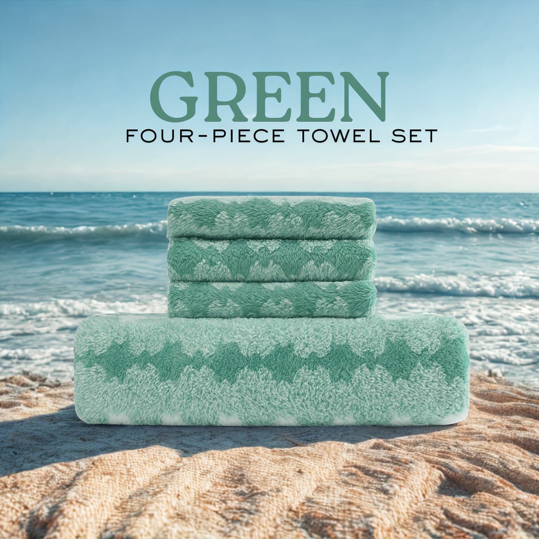 TEMU 4pcs Bath Towel Set - 1 Extra Large Bath Towel (180x90cm | 71x35.5in) And 3pcs Hand Towels (35x35cm) - Colorful Pattern - Soft, Absorbent Perfect For Home, Hotel, Pool And Beach Use