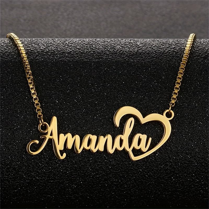 TEMU Personalized Name Necklace With Box Chain Custom Name Necklace Nameplate Necklace Stainless Steel Name Necklace Dainty Name Necklace Gift For Her