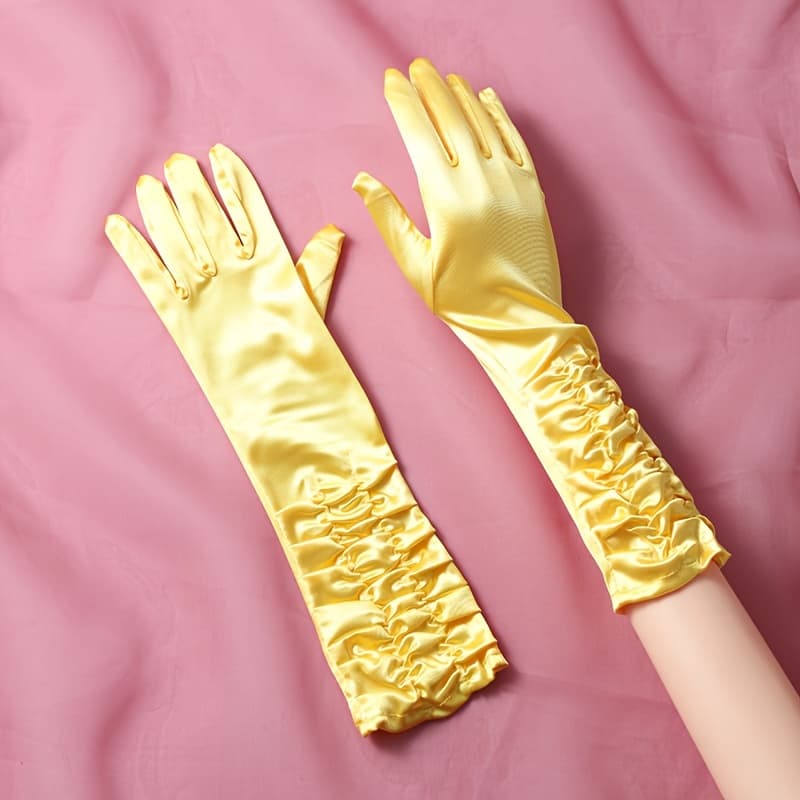 TEMU Bridal Accessories A Pair Of Full-finger Long Gloves, Suitable For Women's Wedding Parties