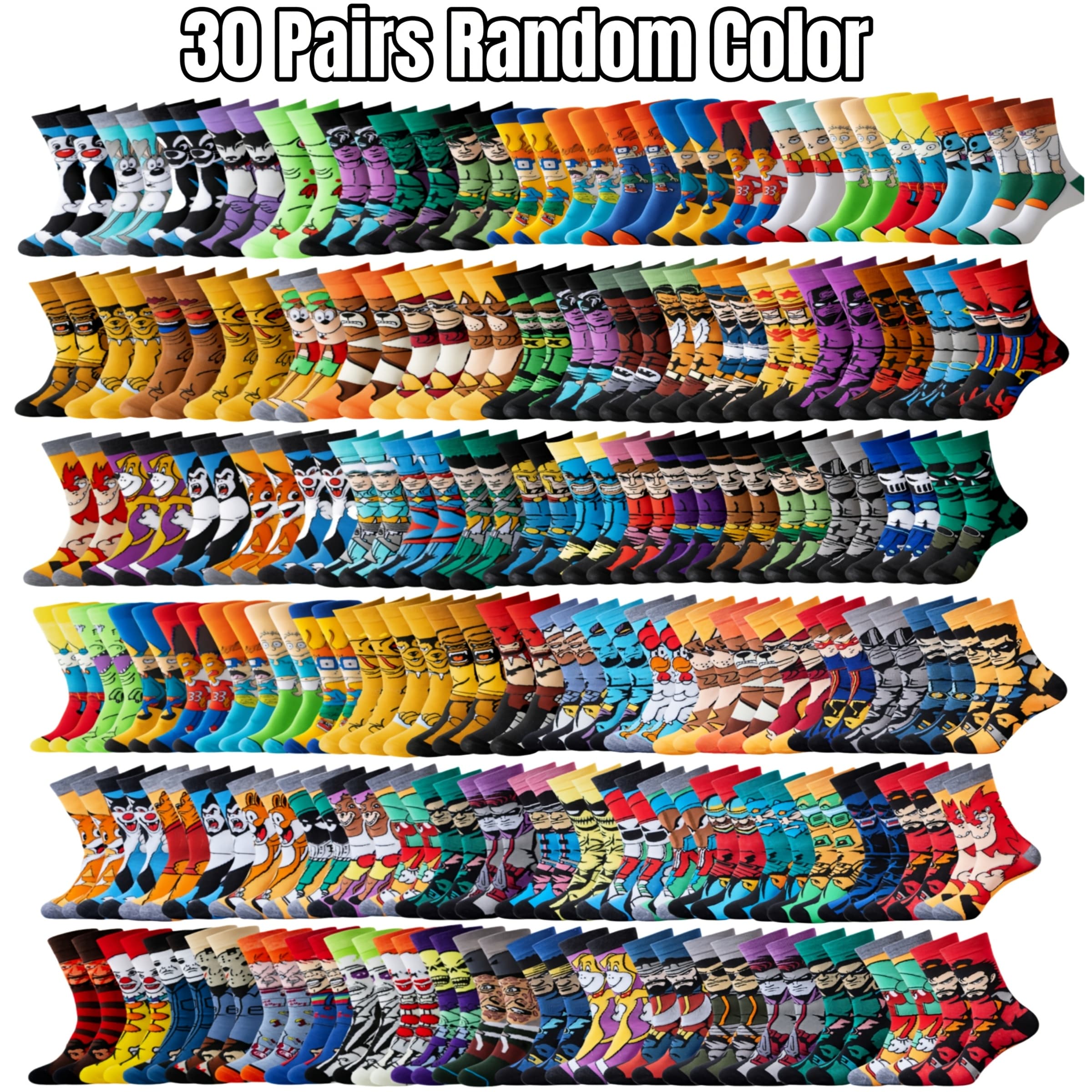 TEMU Random 30 Pairs Of Double-knit Socks, , Fun, Casual, Unisex, Socks, Breathable, Comfortable, Style Short Socks, Suitable For Men's Outdoor Wear, Suitable For All , Unisex Mid-calf Socks