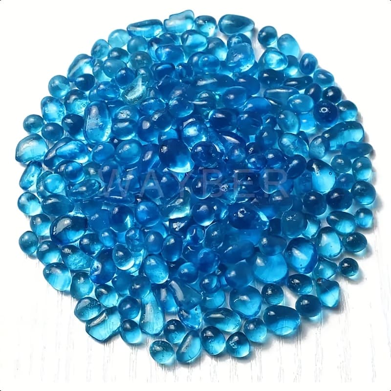 TEMU Small Blue Glass Pebbles For Aquariums, In 50g, 100g, And 200g Sizes. Irregular Gemstone Beads Are Perfect For Decorating Fish Tanks, Gardens, Or Vases.