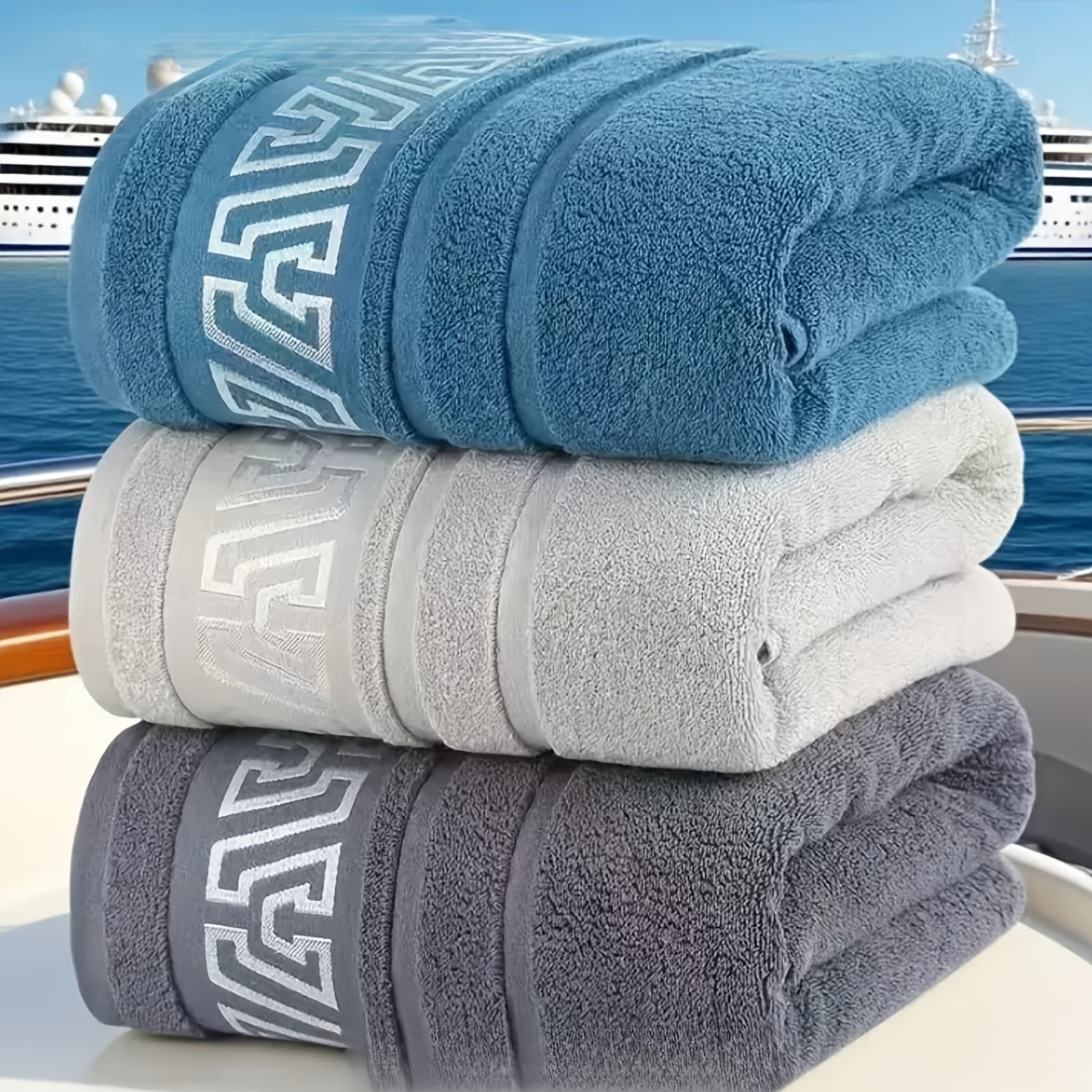 TEMU Three-piece Luxury Towel Three-color, Bathroom Towel, High-quality Adult Towel, Decorative Thickened Towel Suitable For Spa, Gym And Home Use, Light Towel
