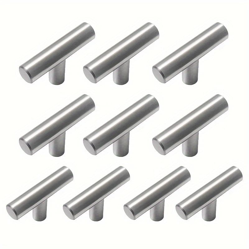 TEMU 10pcs Stainless Steel Cabinet Knobs - Sleek Brushed Finish, Metal Drawer Pulls With Screws Included For In Kitchen & Home, Knobs For Cabinets And Drawers