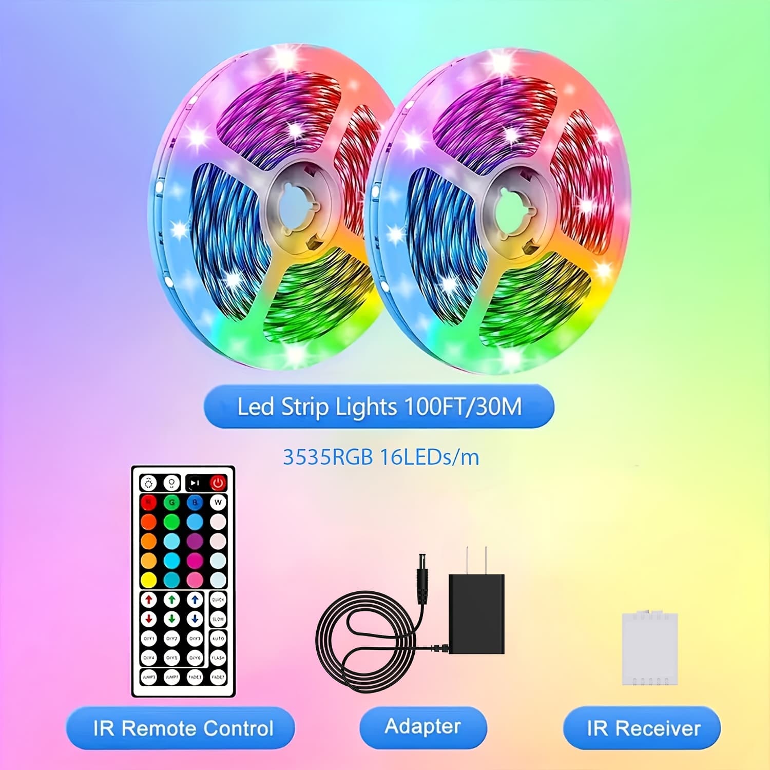 TEMU Nbbuff 100ft Led Lights For Bedroom, Color Changing Led Strip Lights With 44 Keys Remote And Power Supply, Led Light Strip For Festival, Wedding Decor. Happy Carnival!